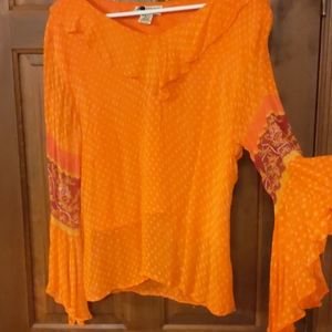 V neck orange top